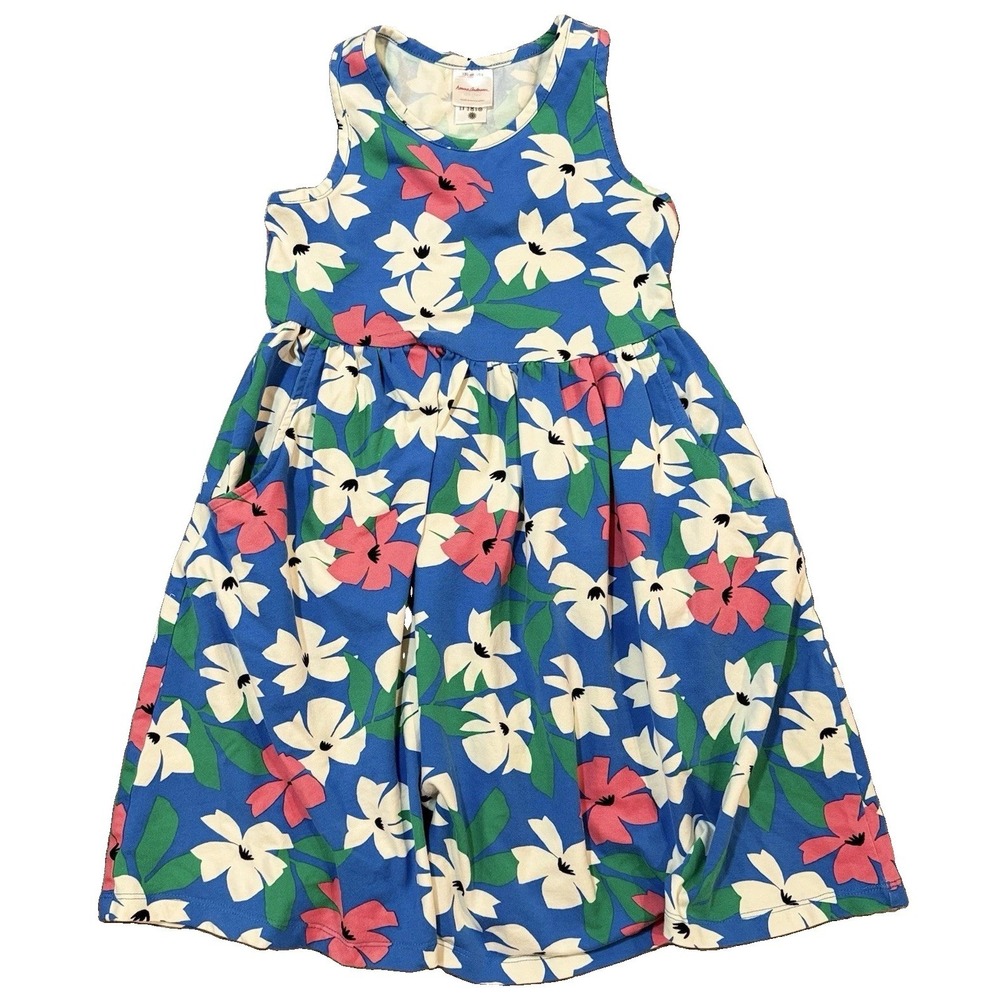 Hanna Andersson Girls Fit & Flare Floral Dress Blue Sleeveless Size 8